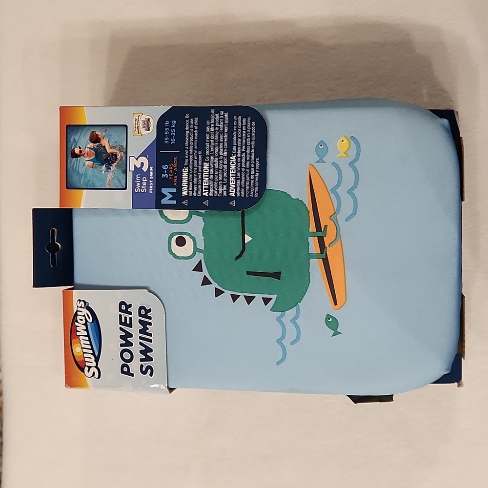 New SWIMWAYS BOYS FISH Swim Vest with Blue and Orange Polka Dots - Picture 4 of 12